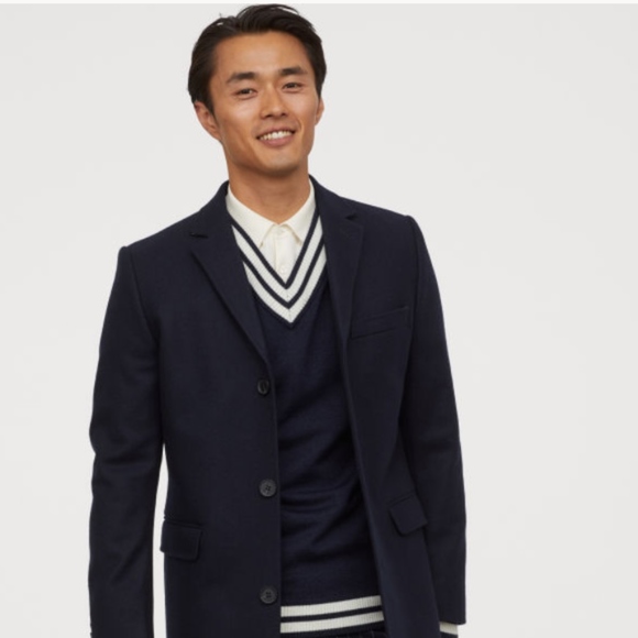 Men H&M double breasted 36R cashmere coat - Picture 1 of 8